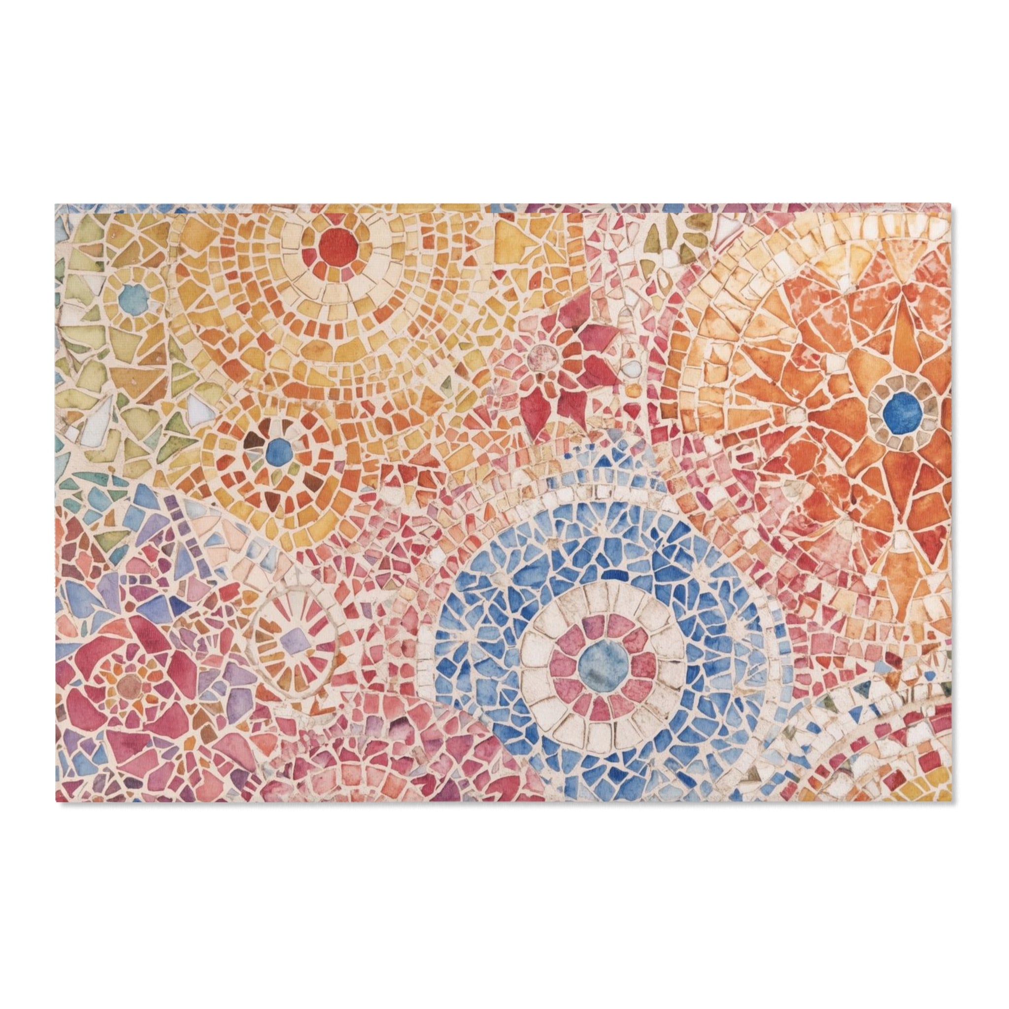 Vibrant Mosaic Area Rug Bohemian Home Decor Living Room - Rosetta Creative Boutique
